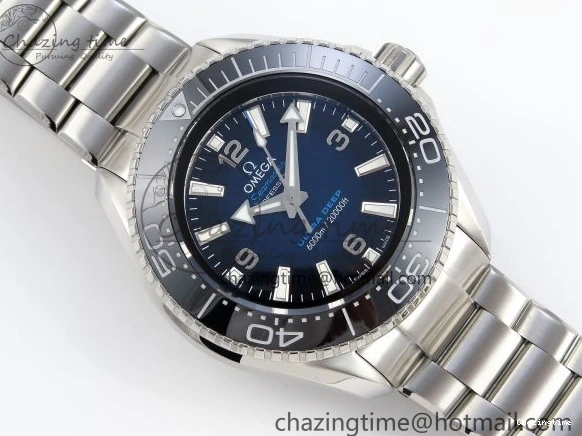 1229 EasyCare SEAMASTER PLANET OCEAN 6000M ULTRA DEEP 45.5MM SS TF 1:1 BEST EDITION BLUE DIAL BLACK BEZEL ON SS BRACELET A 7760